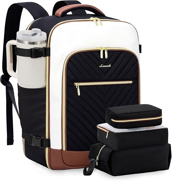 LOVEVOOK Large Travel Backpack for Women, TSA Carry on Backpack for Airplanes, 40L Personal Item Travel Bag for Women fits 17" Laptop,Waterproof Carry on Bag Airplane Approved with 3 Packing Cubes by LOVEVOOK