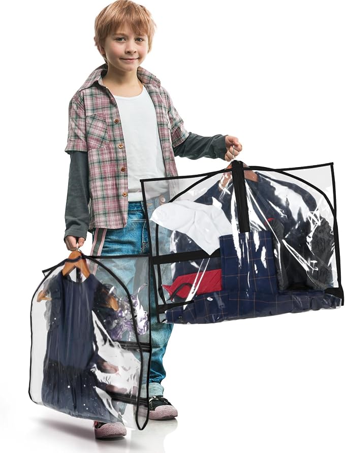 Clear Garment Bags for Dance Costumes, 40” Dance Garment Bags for Dancers, Kids Garment Bag for Dance Competitions with 3 Zipper Pockets, Garment Bags for Hanging Clothes, 6 Pack, Black - Image 6