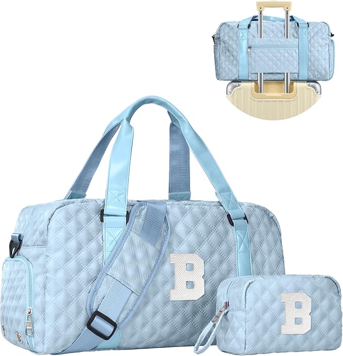 Elilier Carry on Bag Girls, Birthday Gifts Teen Girl Gift, Initial Travel Duffel Bag, Overnight Bag Girlfriend Birthday Kids Gifts, Gifts for Women, Mom, Sister, Teacher, Teen Girls by Elilier