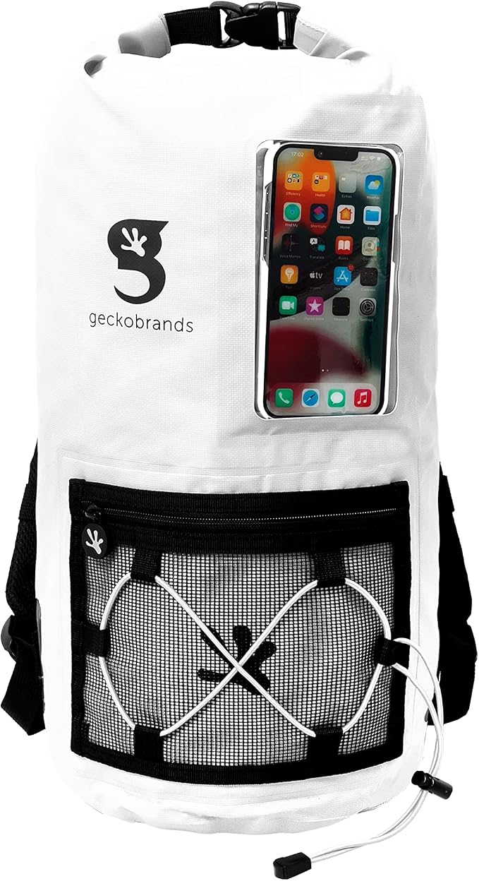 geckobrands Hydroner 20L Waterproof Dry Bag Backpack – Lightweight Roll-Top Bag with Clear Phone Pouch for Outdoor Activities by geckobrands
