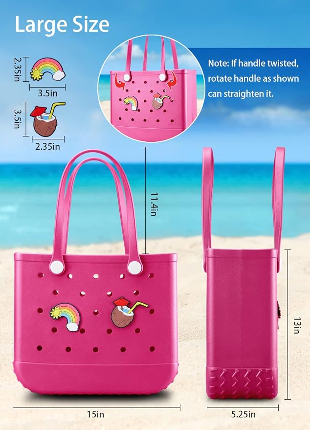 Baonat Beach Bag Rubber Tote Bag - Waterproof Travel Bag for Women Washable Tote Bag Handbag for Sports Beach Market Pool - Image 3