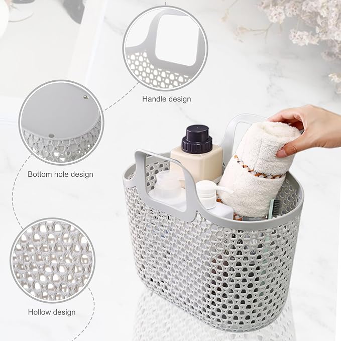 Plastic Shower Caddy Portable Organizer with Storage for Bath Toy Storage for Bathroom, College Dorm, Pantry, Kitchen (Grey) Bath Toy Storage Shower Caddy - Image 3
