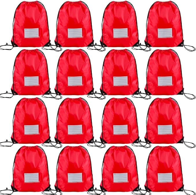 CODOBON 16 Pack Drawstring Bags,Bulk Draw String Backpack, DIY Gym Sports Cinch Bag Sackpack for Women Men, Red by CODOBON