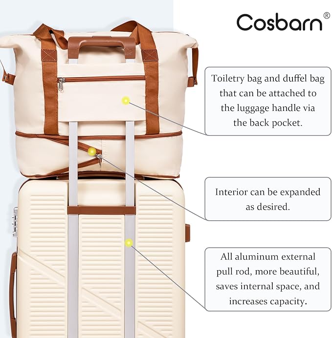 Cosbarn Carry On Luggage Set 22x14x9 Airline Approved, 3 Piece 20 Inch Lightweight ABS Hardside Suitcases with Wheels and TSA Lock, Durable Waterproof Travel Suitcase for Men Women - Image 4