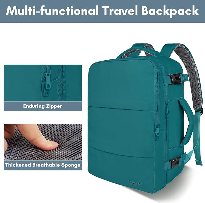 Taygeer Laptop Backpack, Carry On Backpack with 17.3inch Laptop Compartment | Airline Approved TSA Friendly Backpacks for Nursing Doctor Business Travel, Travel Daypack for Work Essentials, Peacock Blue - Image 8