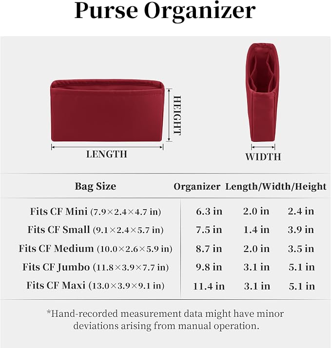 Purse Organizer Insert, Silky-Soft Lightweight Design, Multi-Pocket, Keeps Bag Organized & Protects Interior, Fits Chanel Classic Flap Mini, Ideal for Travel & Daily Use(Ruby, CF Mini 20) - Image 8