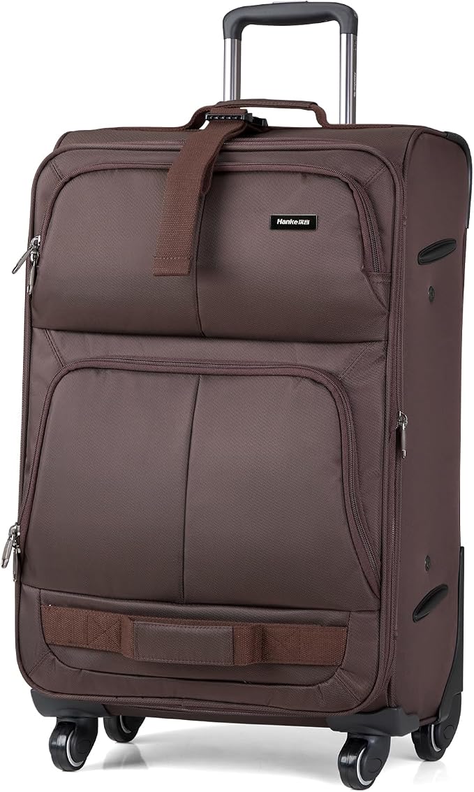 Hanke 28 Inch Softside Expandable Luggage with Spinner Wheels,Check Large Luggage Rolling Suitcase Travel Luggage with TSA Approved,Coffee by Hanke