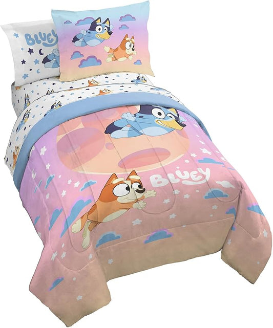 Bluey Bingo Full Comforter Set 7 Piece Kids Bedding for Girls, Multi | Bed in a Bag, Comforter Sheets Shams Pillowcases, Official Brand, Soft Microfiber, Machine Washable, Girls Gift by JayFranco