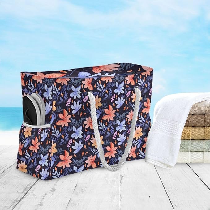 senya Large Beach Shoulder Bags Canvas Tote Water Resistant for Gym Travel Daily - Image 3