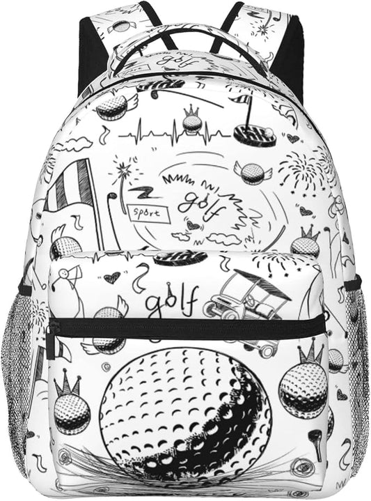 Golf Backpack 16 Inch School Backpacks 3D Print Lightweight Ball Bookbag Casual Sport Daypack Travel Bag for Kids Girls Boys Men Gifts by Unknown