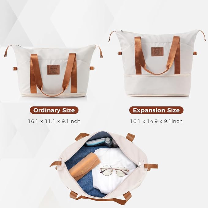 4-Piece Luggage Set, Suitcase with TSA Lock Travel Duffel Bag Wet-Dry Toiletry Bag, Ivory - Image 3