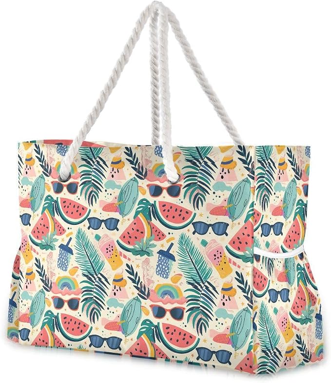 senya Large Beach Shoulder Bags Canvas Tote Water Resistant for Gym Travel Daily by senya