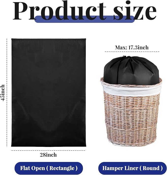 Woanger 12 Pack 28 x 45 Inch Extra Large Laundry Bags Bulk, Black | Washable Travel Laundry Bag with Drawstring Closure Large Dirty Clothes Organizer for College Dorm Home Hotel Camping - Image 2