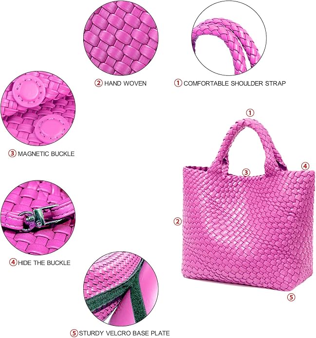JINMANXUE Fashion Woven Bag Shopper Bag Travel Handbags and Purses Women Tote Bag Large Capacity Shoulder Bags - Image 6