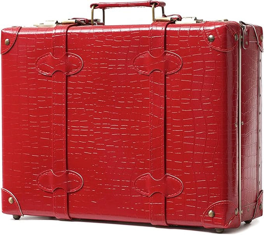 urecity Vintage and Cute Carry-on Overnight Case Non-wheeled Mini Leather Trunk Suitcase with Shoulder Strap by urecity
