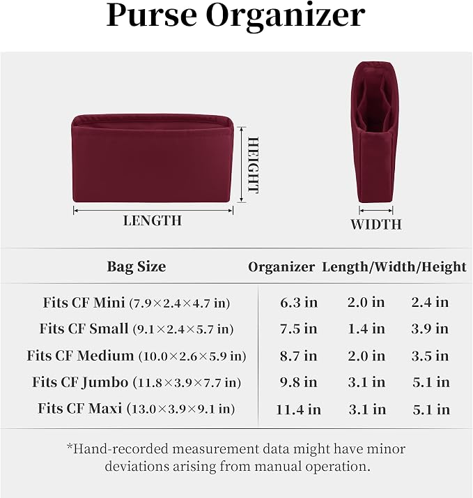 Purse Organizer Insert, Silky-Soft Lightweight Design, Multi-Pocket, Keeps Bag Organized & Protects Interior, Fits Chanel Classic Flap Mini, Ideal for Travel & Daily Use(Rouge Grenat, CF Mini 20) - Image 9
