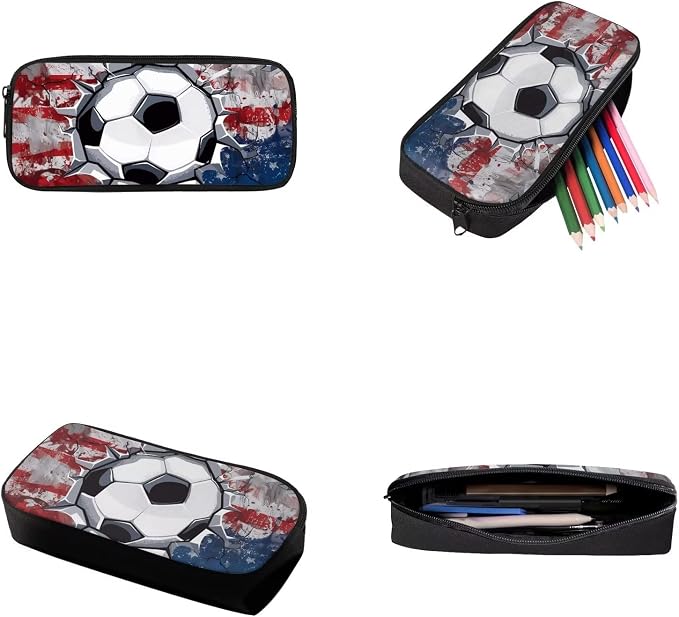 Patriotic American Flag Casual Daypack Set for Teen Girls, 3D Soccer Backpack Set with Insulated Lunch Box and Pen Bag, Large Lightweight School Bag Set Suitable for Boys and Girls - Image 3