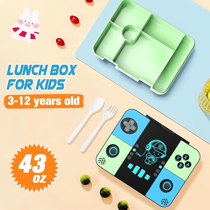 Bevalsa Backpack for Boys with 43OZ Bento Lunch Box,Insulated Lunch Bag & Pencial Case,Cool Luminous Gamer Schoolbag for Kids Teens Elementary Middle School,Bookbag Glow In The Dark - Image 5