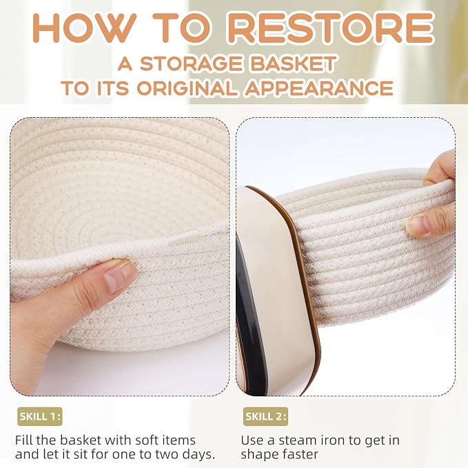 12 Pack Small Woven Storage Baskets with Gift Bag and Ribbon for Organizing Woven Natural Cotton Rope Bins Round Boho Empty Decorative Gift Chest Basket Box for Bathroom, Closet, Shelf Organizer (12) - Image 3