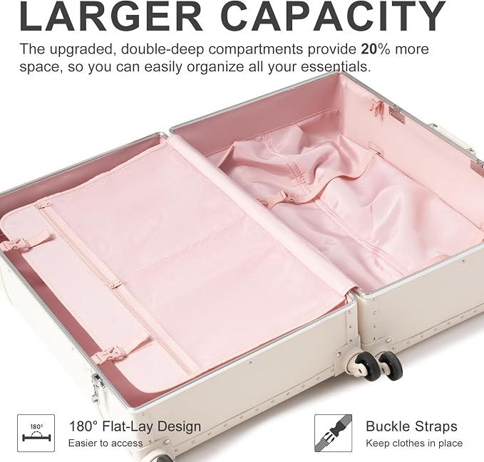 urecity Vintage Suitcase Set for Women, Vintage Luggage Sets for Women 2 Piece, Cute Designer Trunk Luggage, Retro Suit Case, Luggage Zipperless TSA Approved - Image 3