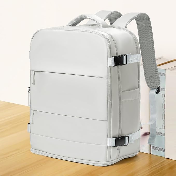coowoz Large Travel Backpack Carry On for Women Man Gym Backpacks with Laptop Compartment Mochila de Viaje Teacher Personal Item Backpack Rucksack Airplane Accessories Must Haves Grey - Image 2