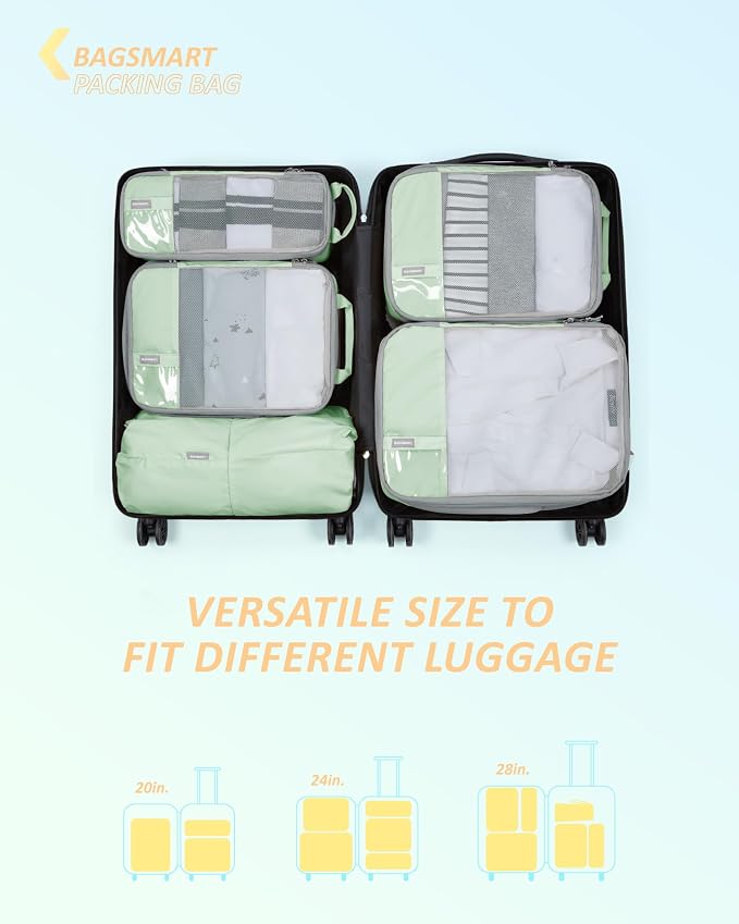 BAGSMART 6 Set /4 Set/2 Set Compression Packing Cubes for Travel, Lightweight Luggage Organizer Bags, Durable Space Saver Bags Travel Essentials - Image 3