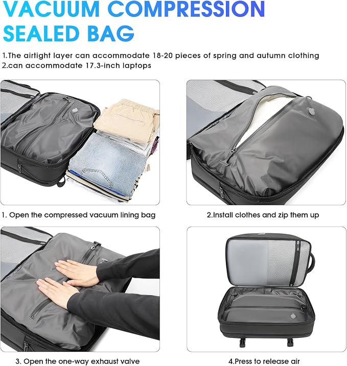 TANGCORLE Vacuum-Compressed Travel Backpack: Expandable, Airline-Approved Laptop Backpack—Unisex Business Backpack - Image 4