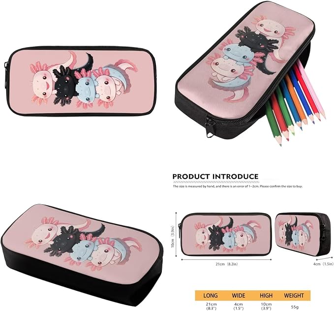 Cute Axolotl Backpack and Lunch Box for Girls 6-8/8-10 Pink Bookbag for 2nd Grade Primary/Elementary Book Bag Lunchbox Pencil Case Watter Bottle Holder 4PCS Kids Back to School Back Pack Set - Image 6