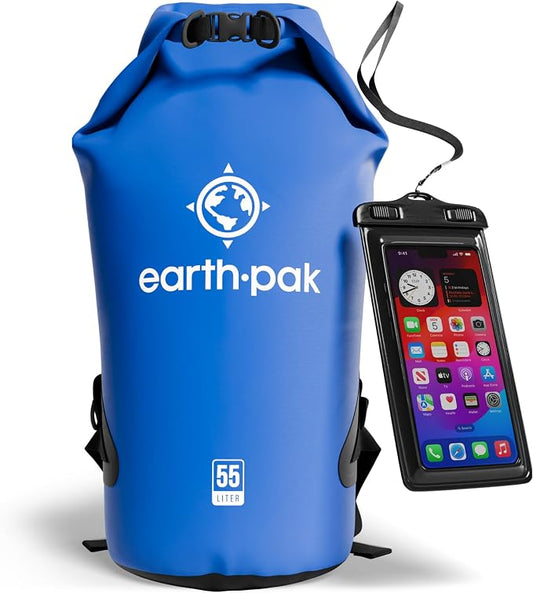 Earth Pak Waterproof Dry Bag - Roll Top Waterproof Backpack Sack Keeps Gear Dry for Kayak with Waterproof Phone Case by earthpak
