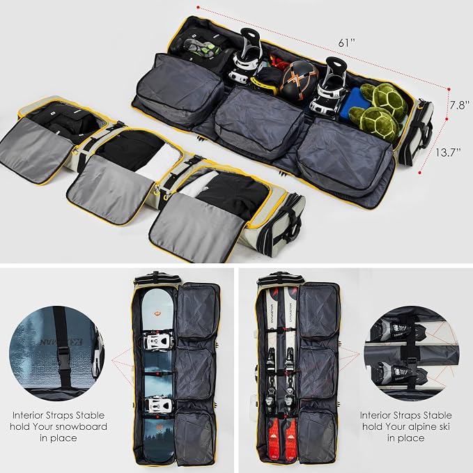 XCMAN Padded Snowboard Bag Expandable Snowboard Bag for Air Travel Adjustable Ski Bag Length 63-75In - Image 4