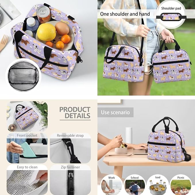 Cute Puppy Backpack and Lunch Bag Pencil Case Set for Girls, Middle School Elementary Bookbags, 3Pcs School Bag with Lunch Bag Pencil Case - Image 3
