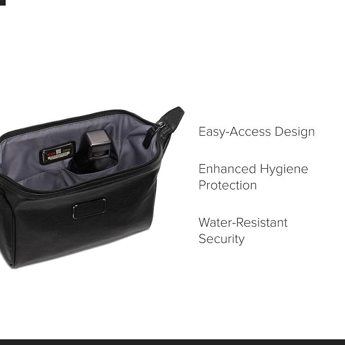 TUMI - Travel Accessories Dopp Kit - Men's Travel Essentials Framed Toiletry Bag - Black Emobossed Leather - Image 4
