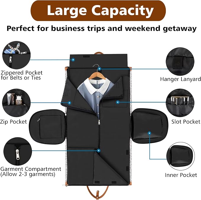 Convertible 2-in-1 Garment Bags for Travel, Carry On Garment Duffle Bag With Shoe Compartment Large Weekender Bag for Women Men Hanging Suitcase Suit Travel Duffel Overnight Bags 4pcs Set - Image 3