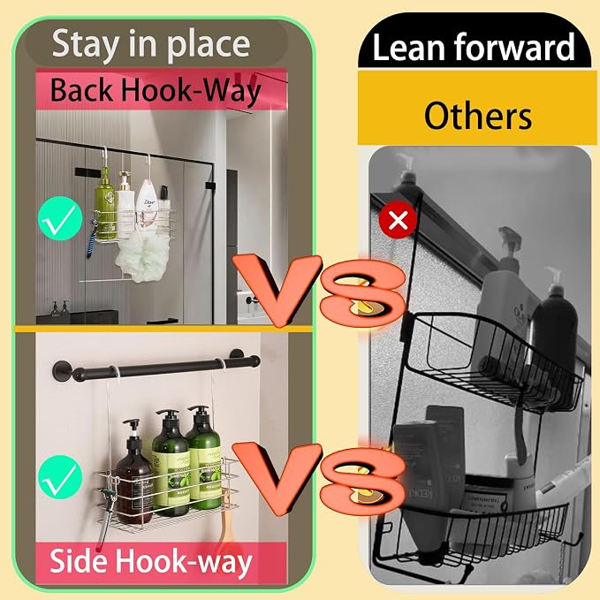 2pcs Single-Layer Hanging Shower Caddy, Rustproof Shelves Rack with Rotatable Hook bar, Large Capacity Bathroom Organizers and Storage, No Drilling Shampoo Bracket - Image 7
