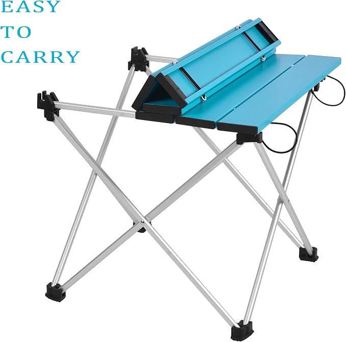Grope Portable Camping Table with Aluminum Table Top, Folding Beach Table Easy to Carry, Prefect for Outdoor, Picnic, BBQ, Cooking, Festival, Beach, Home (Deep Blue-S) - Image 8