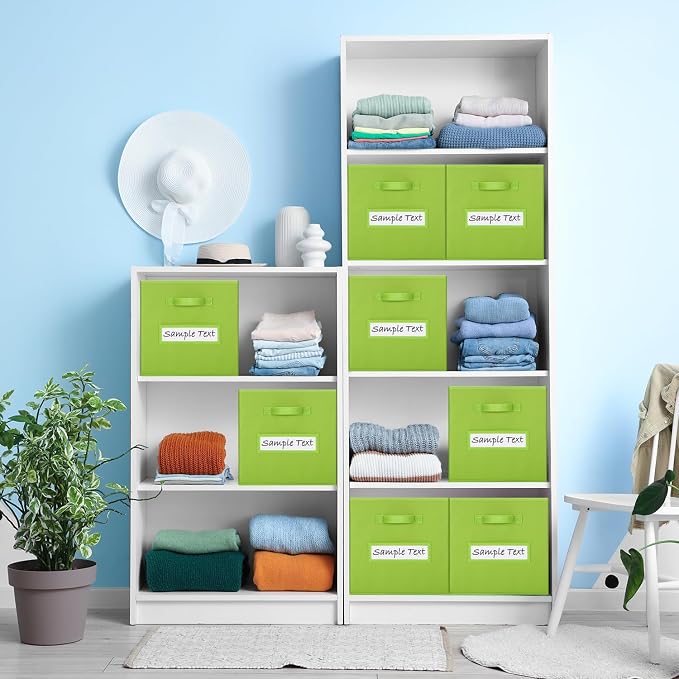 Fabric storage cubes (8 Pack) 11 Inch Cube Storage Bin, cube organizer bins with 8 Labels Window Cards & a Pen, Foldable cube organizer bins and Storage Box, lime green - Image 6