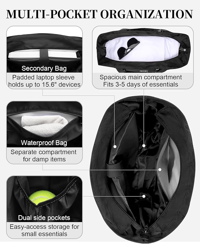 Tennis Bags for Women, Tennis Bag Holds 2 Rackets, Gym Bags with Ventilated Shoe Compartment, Suitable for Pickleball Tennis Badminton - Image 6