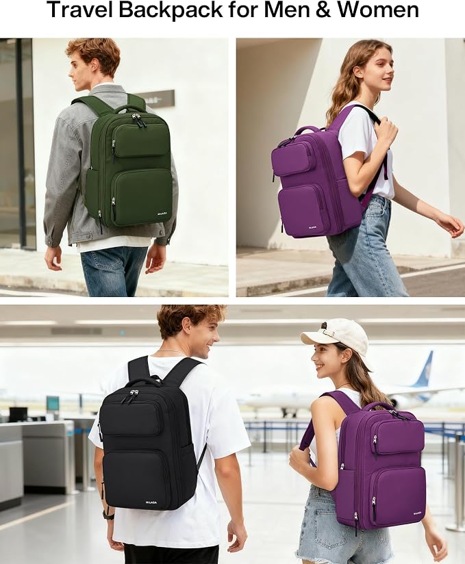 MILADA Travel Backpack for Women Expandable 28L to 39L, Fits 17" Laptop | Airline Approved Carry-On, Personal Item Backpack, Lightweight Water-resistant Business Rucksack Weekender Bag, Black - Image 7