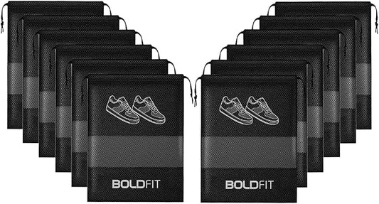 Boldfit Shoe Bags for Travel Essentials, Portable Dust-Proof Shoe Storage Covers for Packing, Travel Organizer for Women & Men, Shoe Bags with Rope, Pack of 12 by BoldFit