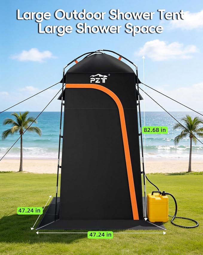 Large Shower Tent, Portable Privacy Tent with Mesh Floor & Carrying Bag, Lightweight & Sturdy, Easy Set Up, Portable Changing Room for Camping & Hiking, Fishing, Beach - Image 2
