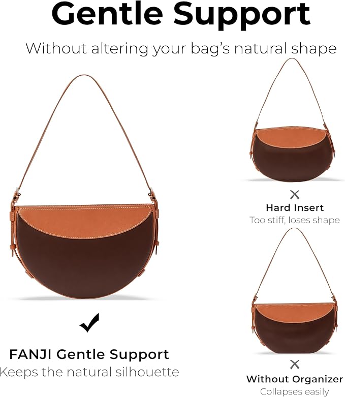Purse Organizer Insert for Moon Shaped Handbags (Size 13)— Compatible with Hironbag bag | Premium Lightweight Slim Curved Bottom Liner, 9.1" L x 4.7" H x 2" D - Image 7