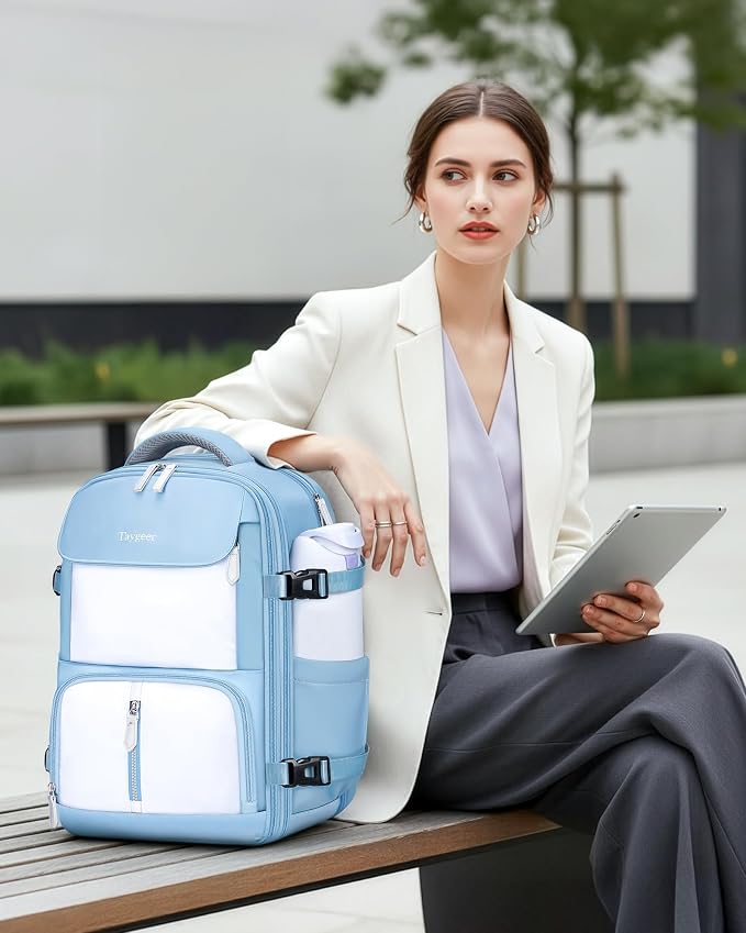 Taygeer Frontier Airlines Personal Item Bag, Expandable 18x14x8 backpack | Travel Backpack with Hidden Shoe Compartment, TSA Approved Personal Item Backpack Fits 15.6" Laptop for Women Weekender, Blue - Image 9
