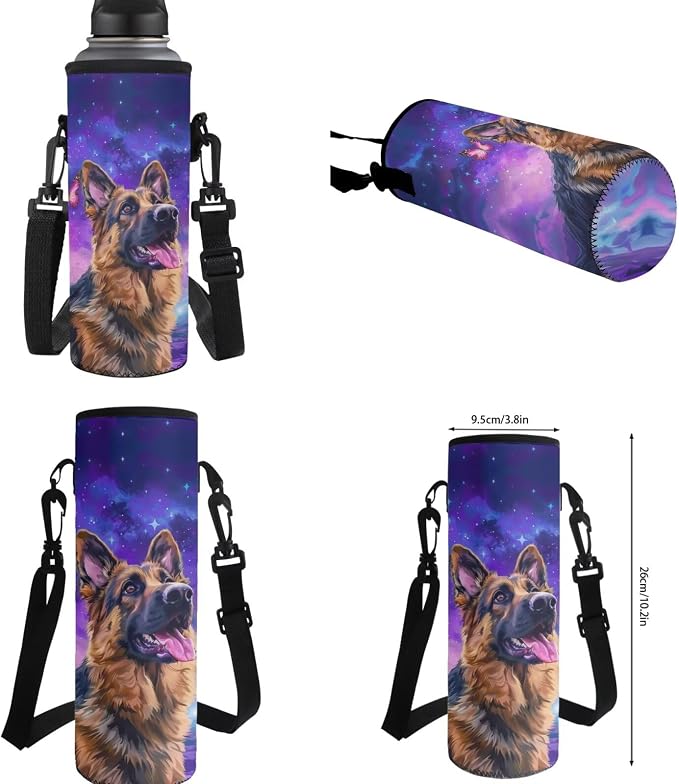 German Shepherd Backpack with Lunch Box Galaxy Bookbags for 1st Grade Girls 4-6/6-8 Butterfly Elementary School Back Pack Lunch Bag Pencil Case Water Bottle Holder 4 in 1 Set Book Bags - Image 7