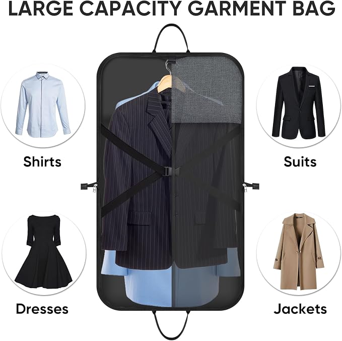 BALEINE Travel Garment Bag, Travel Suit Bag for Men, Water Resistant Carry on Garment Bag for Hanging Clothes, Garment Duffel Bag for Travel Business (Grey, 42") - Image 5