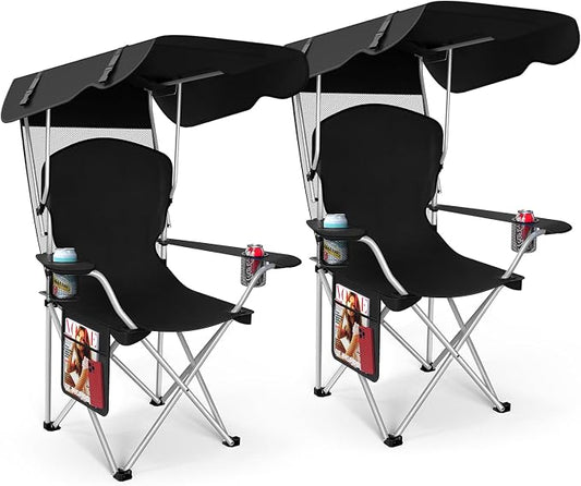 VTOY Portable Camping Chair with Canopy - Folding Chair with Canopy, Durable 600D Oxford Canopy Chair for Camping, Beach, Picnics, Fishing & Sports by VTOY