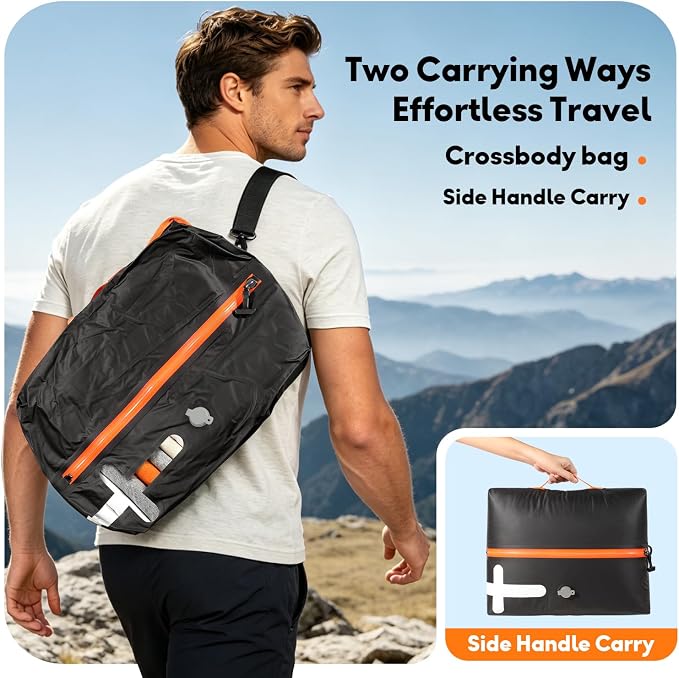 Travel Vacuum Bags with Shoulder Strap & Mini Pump – IP67 Waterproof Vacuum Seal Reusable 22L Carry-On Compression Bags for Clothes, Suitcase & Luggage(2-Pack,Black) - Image 3