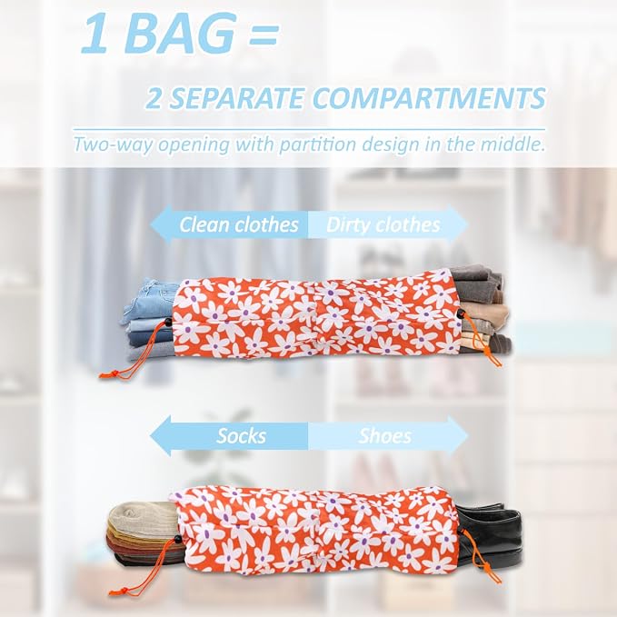 7 Piece Daisy Flower Compression Packing Cube Bundle | Slim Design, Multi-Size Luggage Organizers, Travel Essential Bag for Clothes, Shoes, Cosmetics & Toiletries, Multi - Image 6