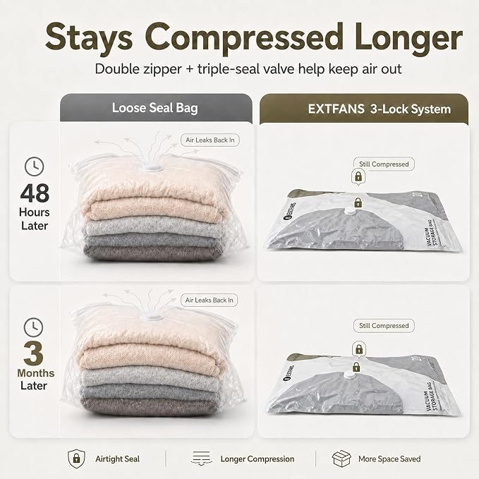 Travel Vacuum Bags with Electric Pump: 18 Pack XS/S/M/L Vacuum Seal Bags for Clothes, up to 80% Space Saver Compression Packing Bags for Suitcase, Carry-On, Cruise, Dorm & Seasonal Storage - Image 4