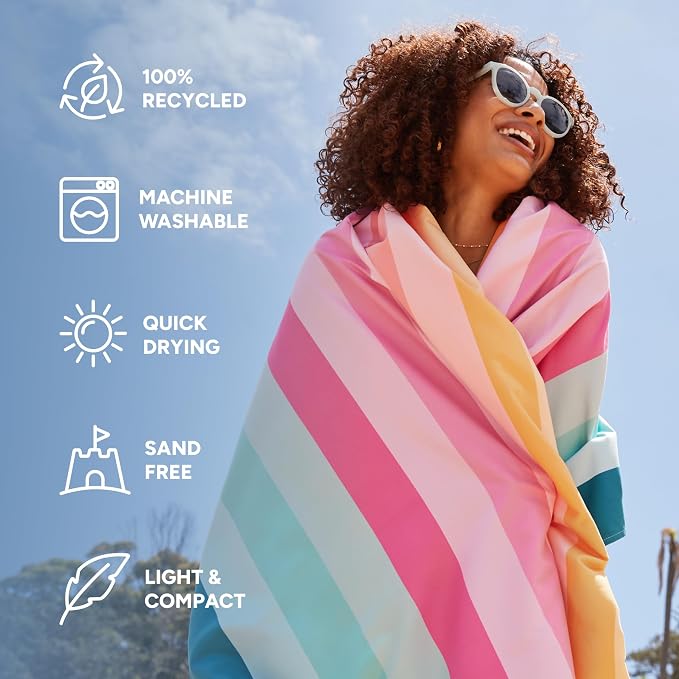 Dock & Bay Kid's Towel - for Beach Use - Quick Dry, Sand Free - Compact, Lightweight - 100% Recycled - Includes Bag - Coastal Candy, Large (160x90cm, 63x35) - Image 2