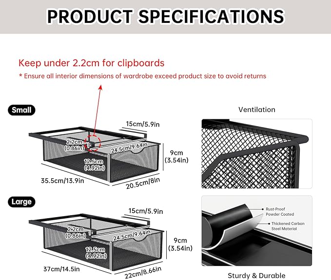 2 Pack Underwear Sock Drawer Organizer Set, Pull-Out Storage Baskets for Bra & Clothing, Closet & Dorm Room Organization Essentials(Black) - Image 5
